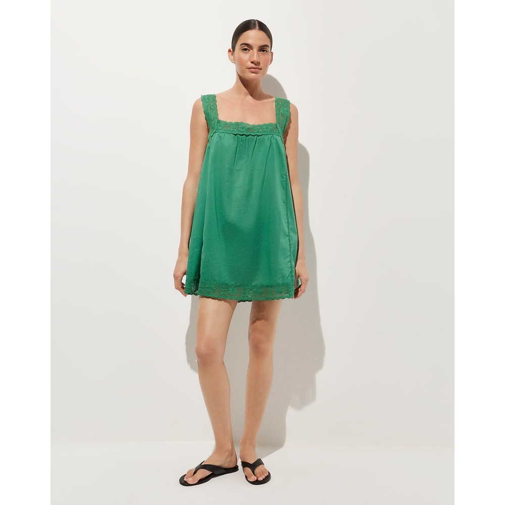 NWT J. CREW Sz M Lace Trim Mini Beach Dress Lightweight in Summer Yard Green